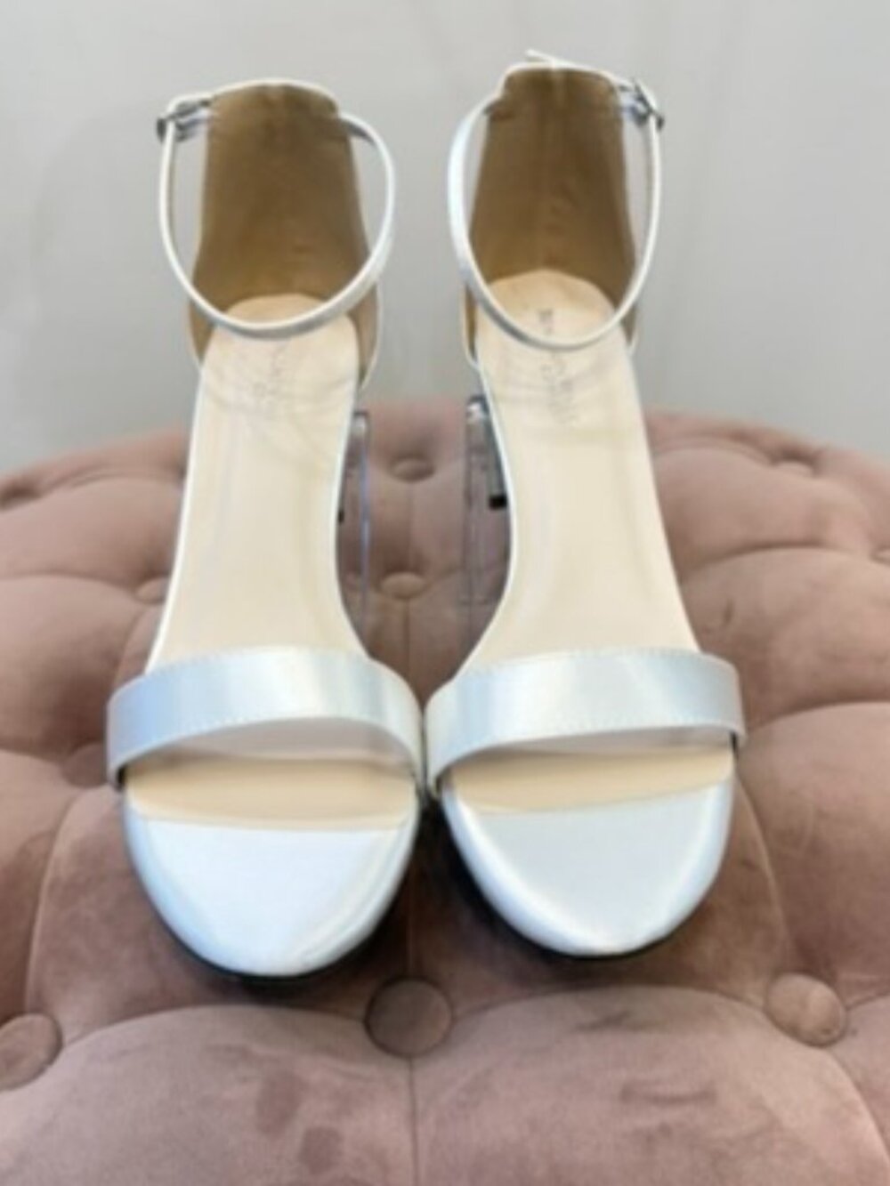Benjamin Walk Dyeables "January" Satin Block Heel Sandals Size 9